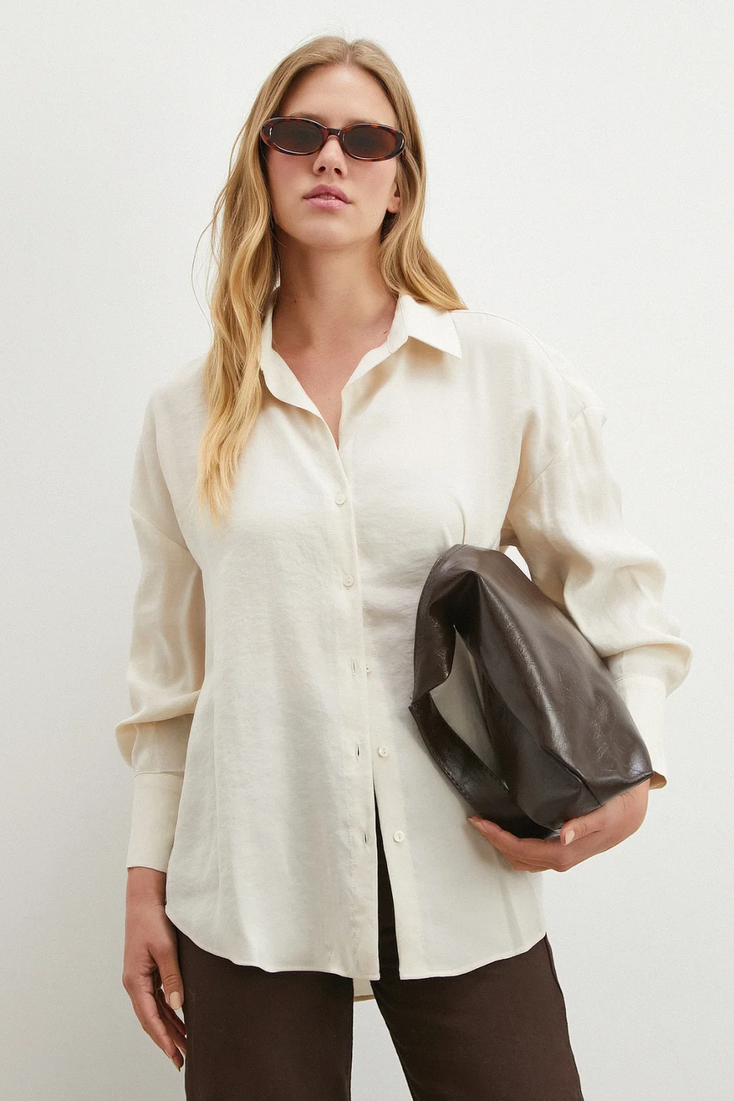 Basic Modal Gömlek Ekru