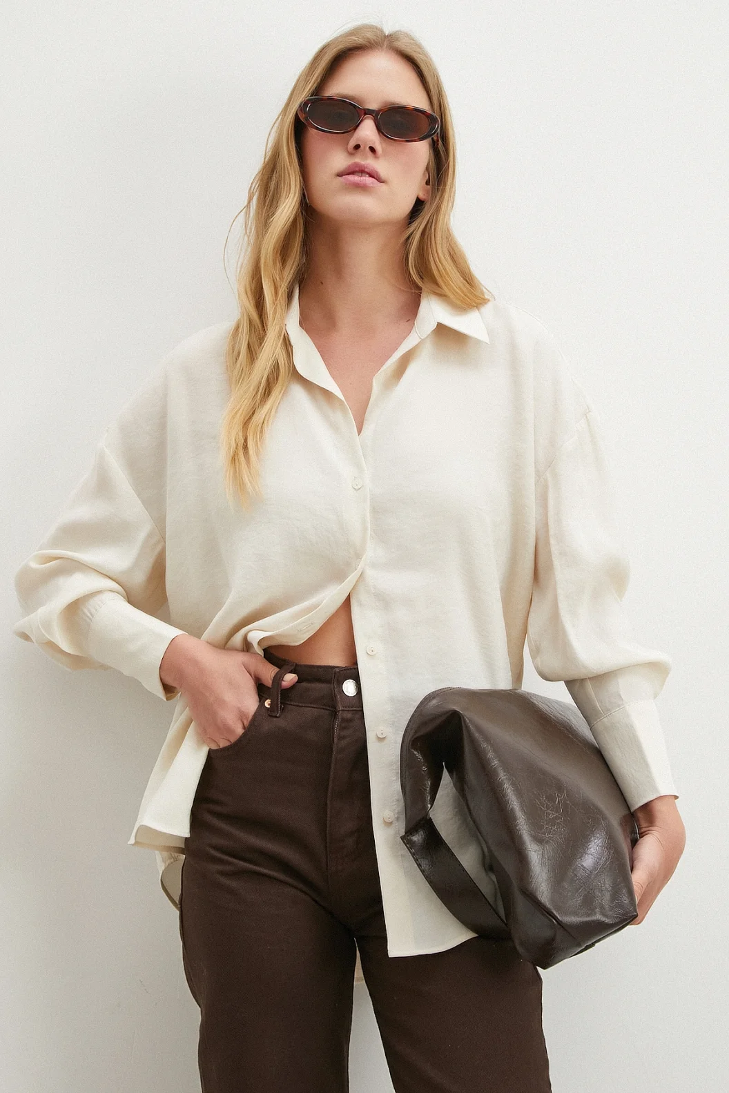 Basic Modal Gömlek Ekru