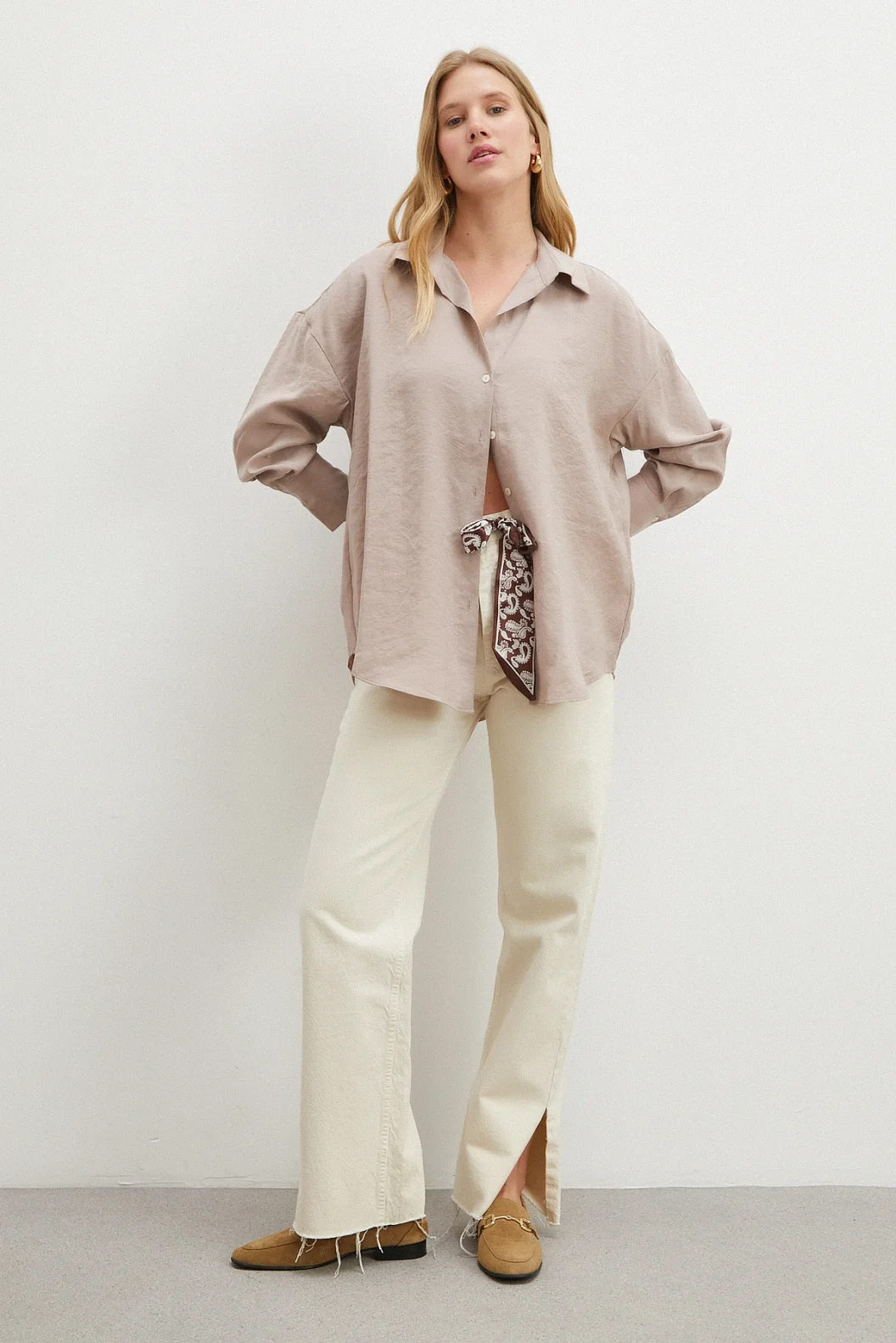 Basic Modal Gömlek Kum Beji