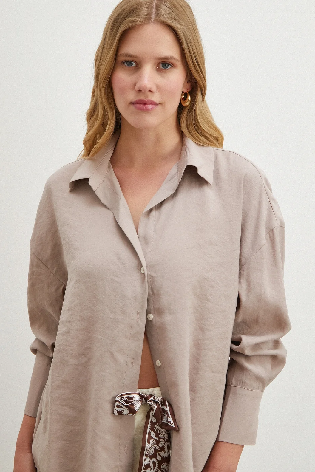 Basic Modal Gömlek Kum Beji