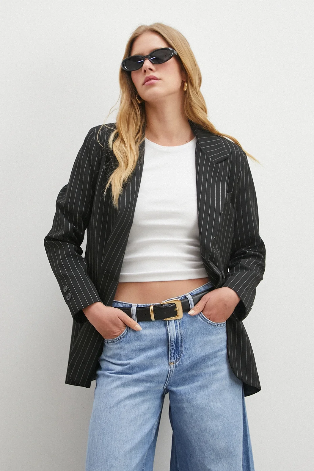 Striped Blazer Jacket Black
