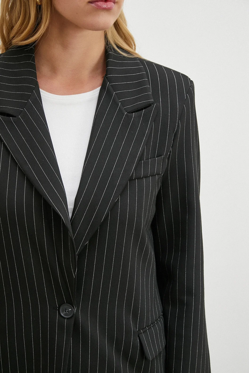 Striped Blazer Jacket Black