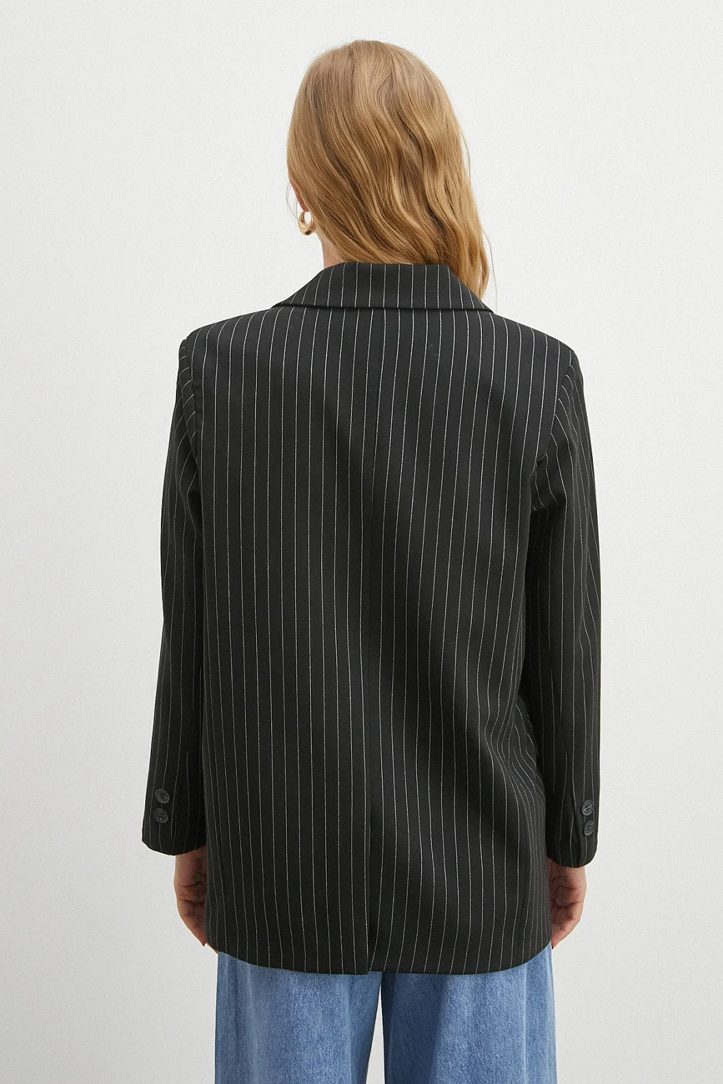 Striped Blazer Jacket Black