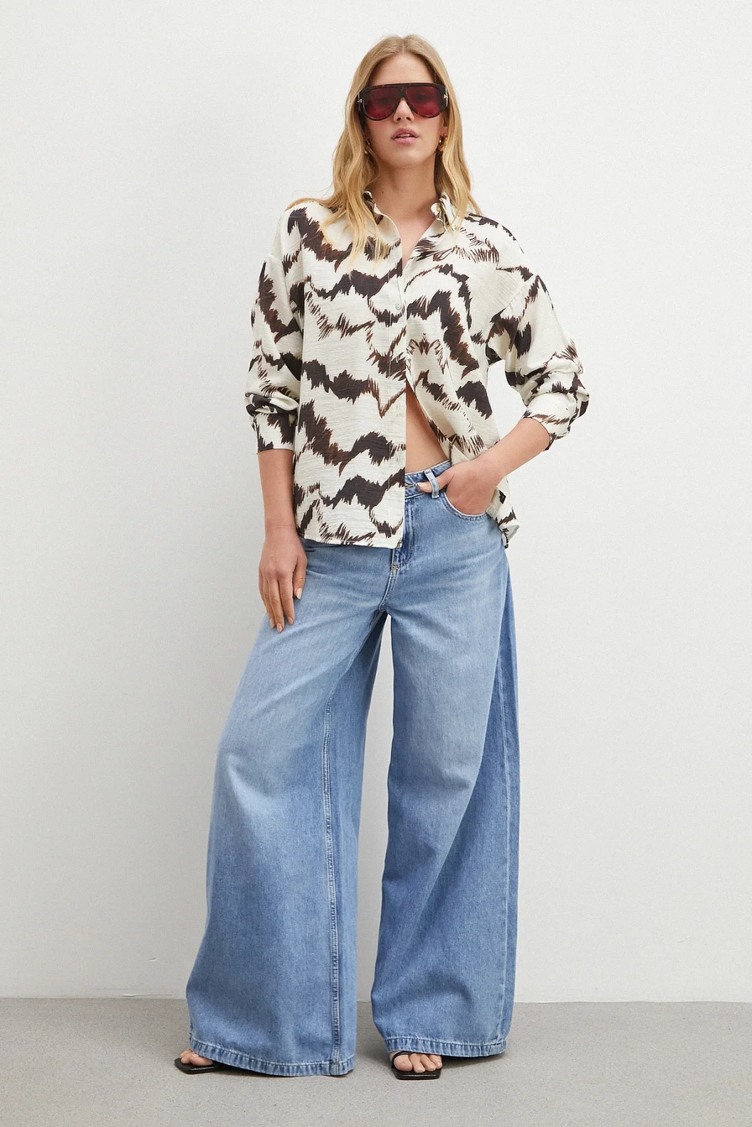 Mountain Desen Gömlek Kahve