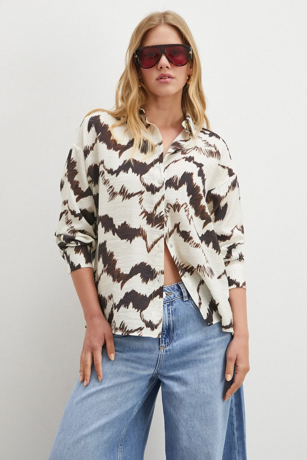 Mountain Desen Gömlek Kahve