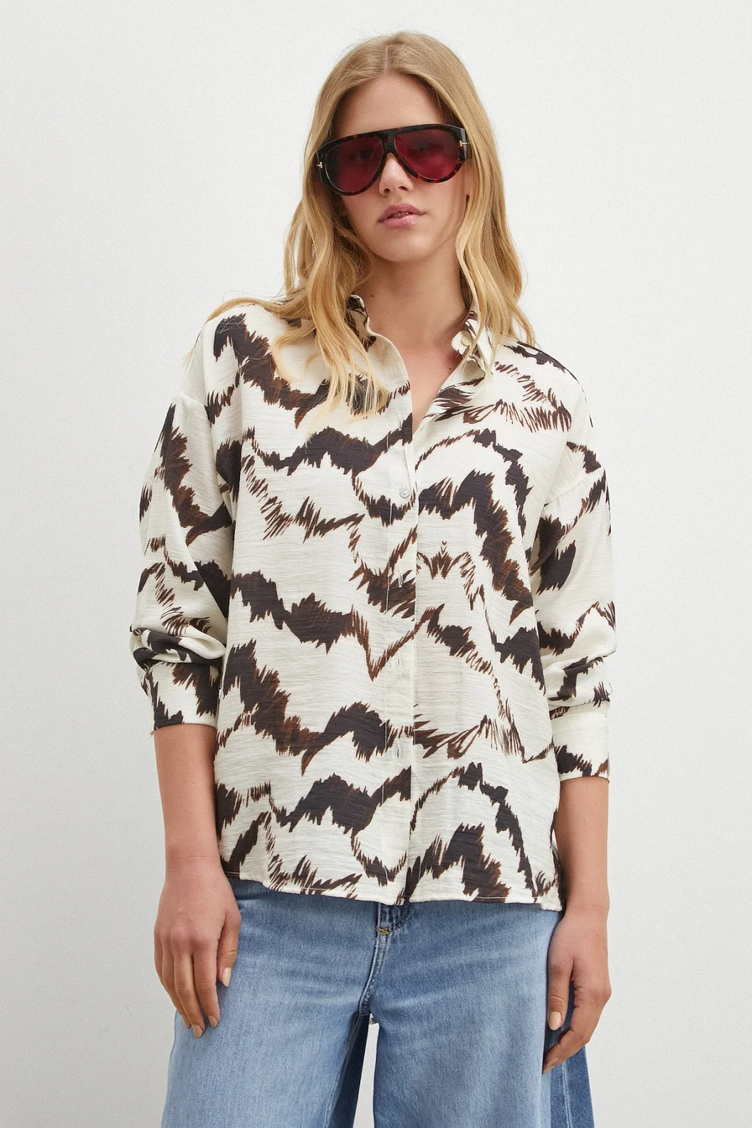 Mountain Desen Gömlek Kahve