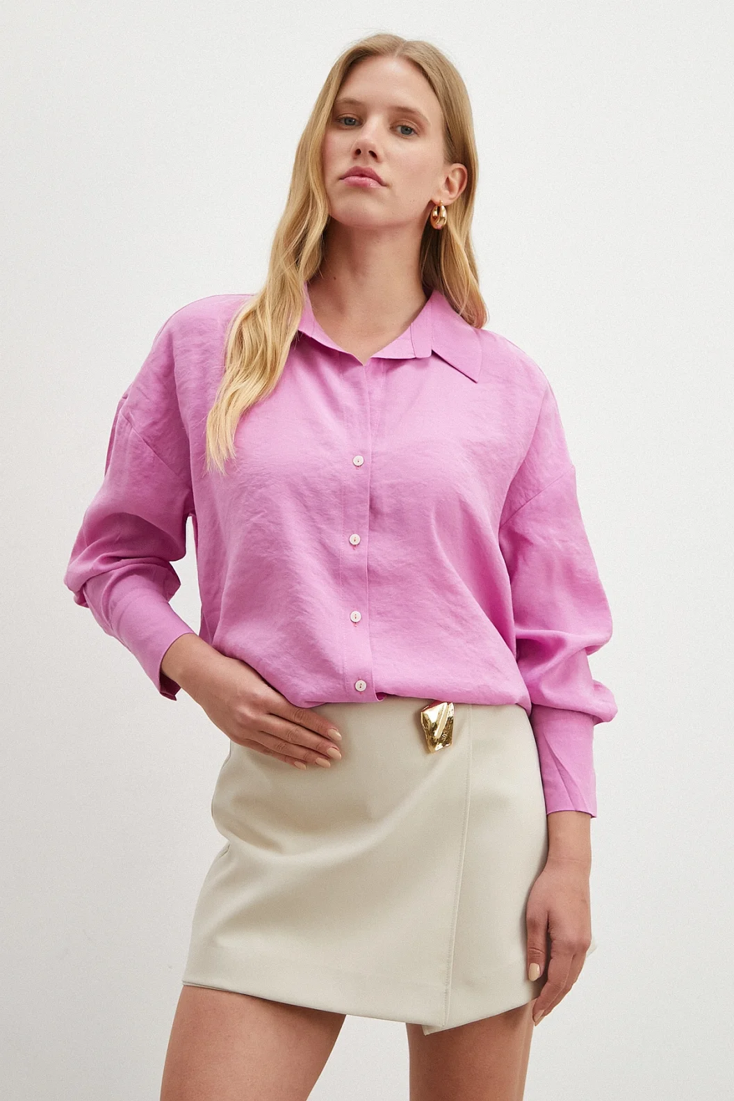 Basic Modal Gömlek Mor