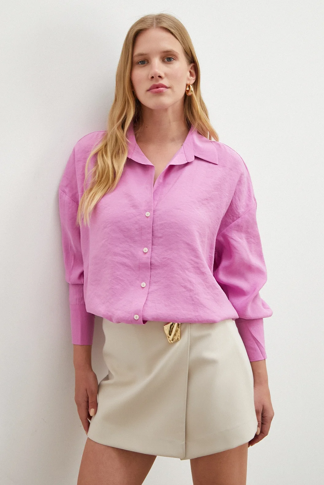 Basic Modal Gömlek Mor