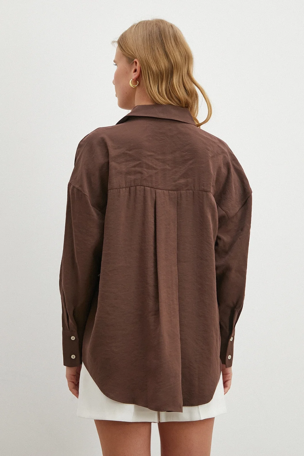 Basic Modal Gömlek Koyu Kahve