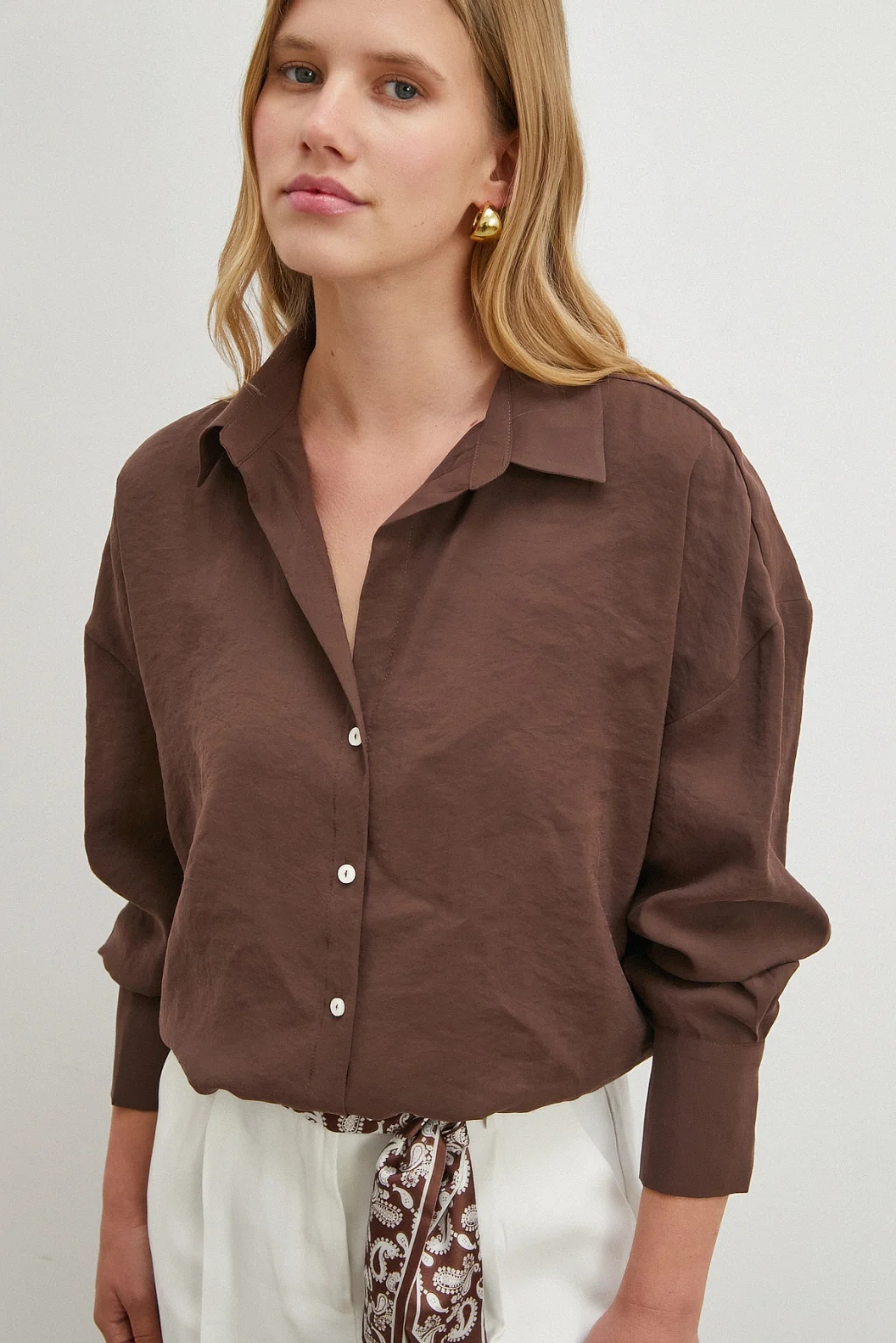 Basic Modal Gömlek Koyu Kahve