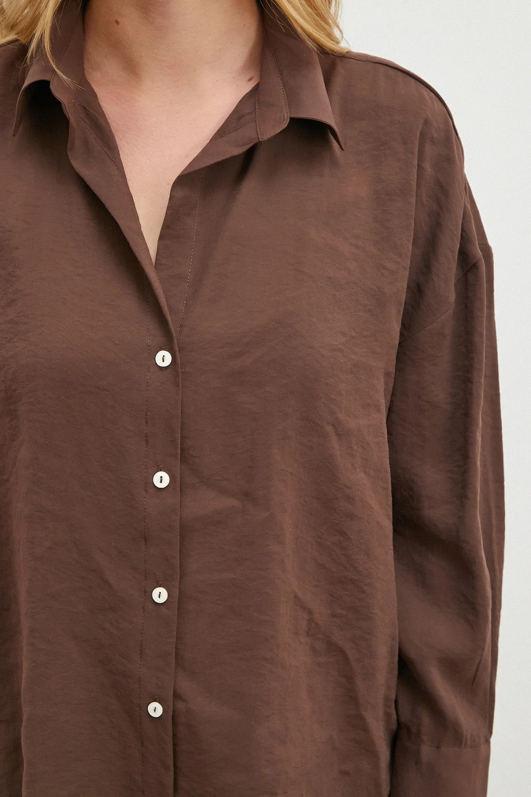 Basic Modal Gömlek Koyu Kahve