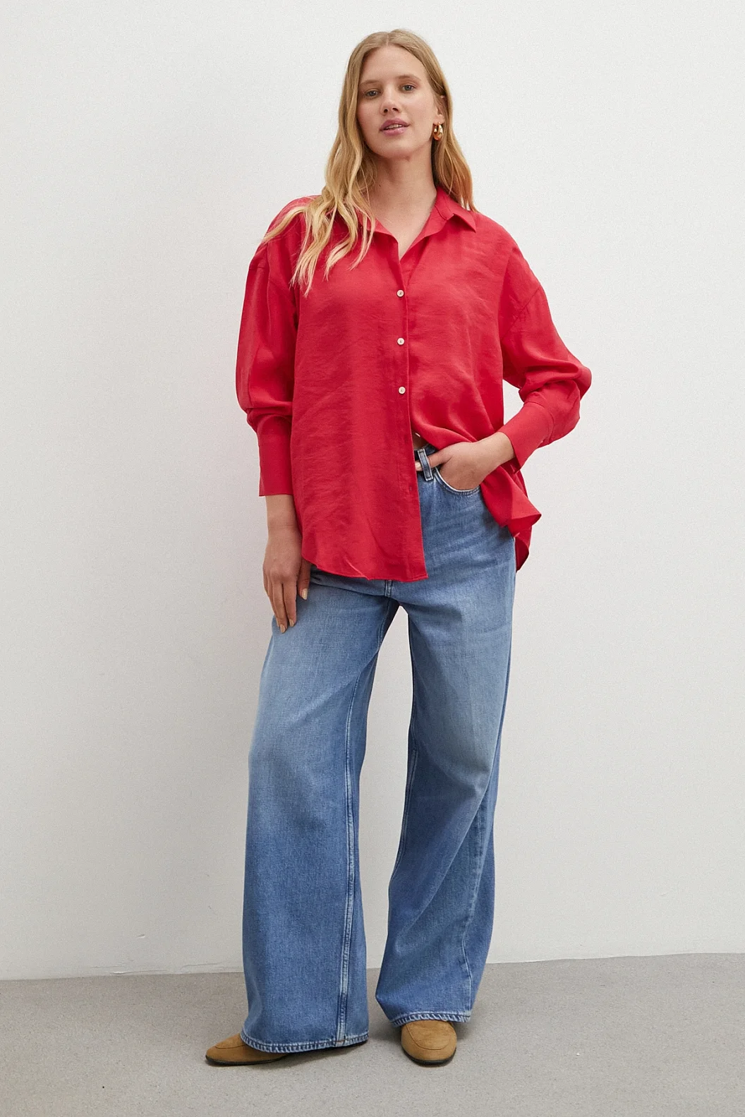 Basic Modal Gömlek Kırmızı