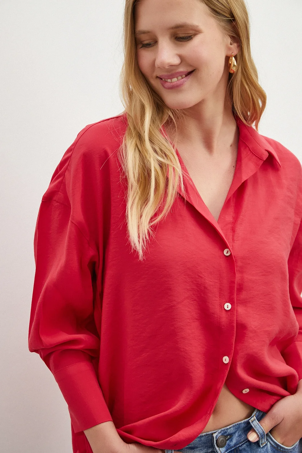 Basic Modal Gömlek Kırmızı