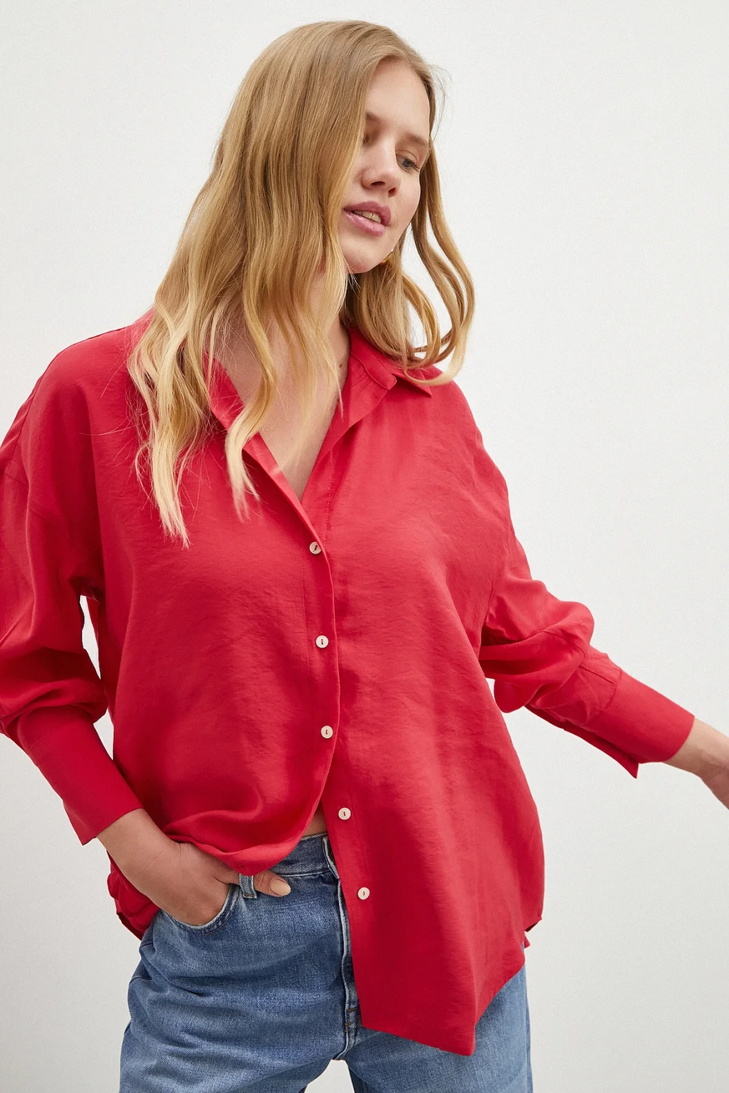 Basic Modal Gömlek Kırmızı
