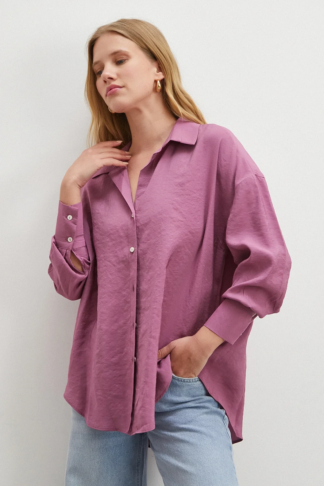 Basic Modal Gömlek Mürdüm