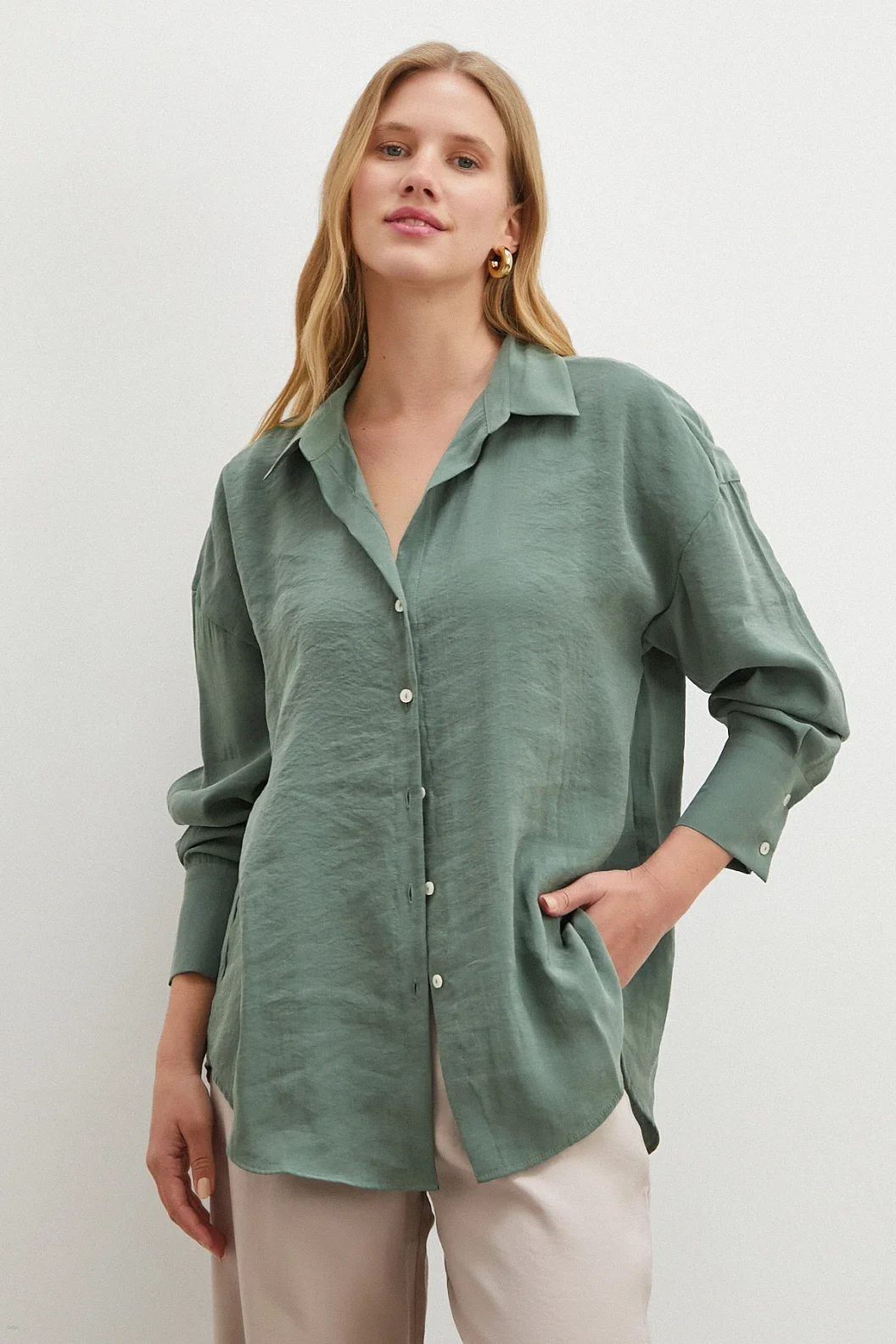 Basic Modal Gömlek Yeşil