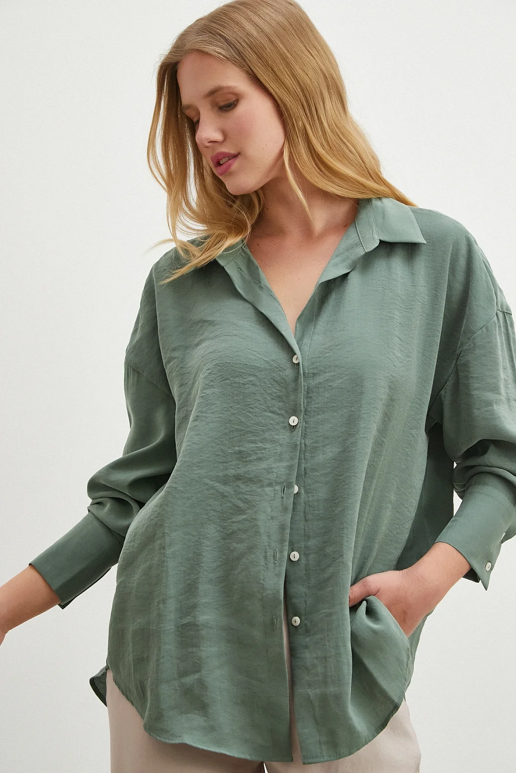 Basic Modal Gömlek Yeşil