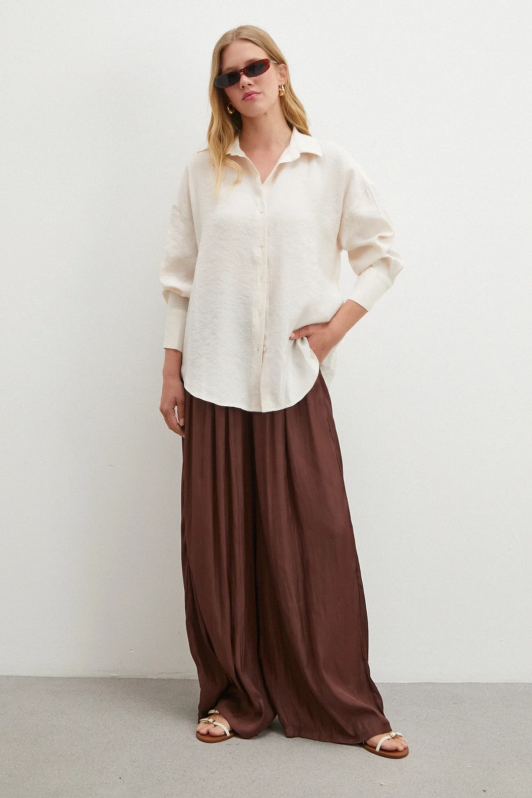 Basic Modal Gömlek Krem