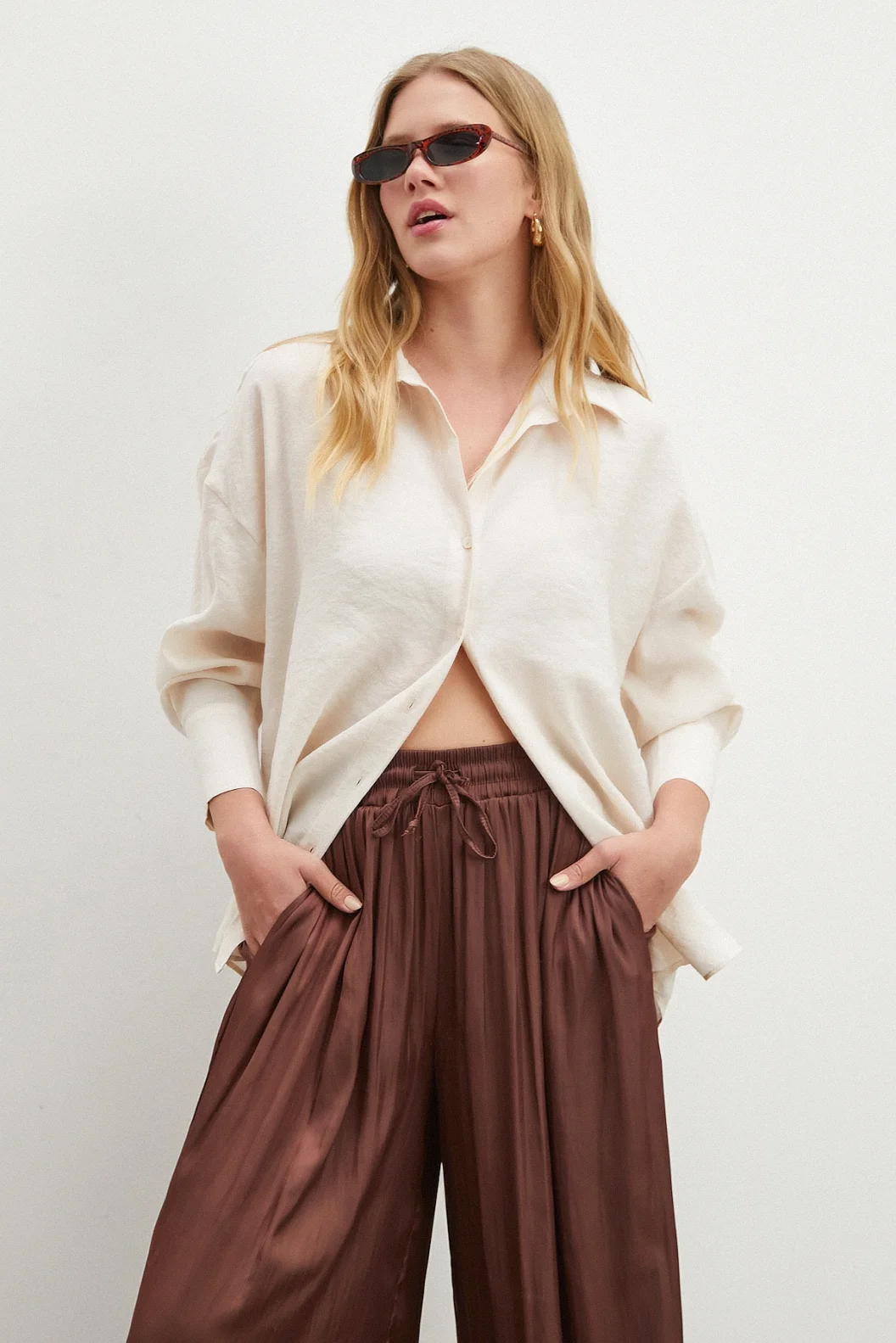 Basic Modal Gömlek Krem