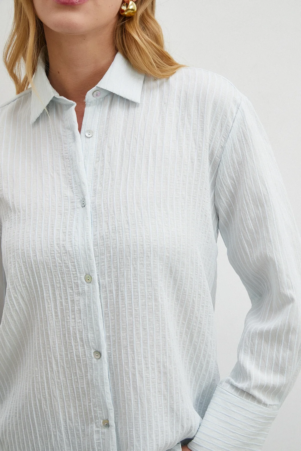 Çizgi Desenli Gömlek Mavi