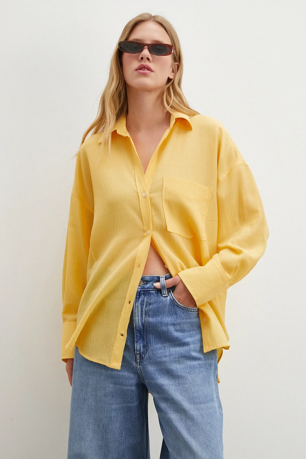 Kraşlı Sarı Gömlek Sarı