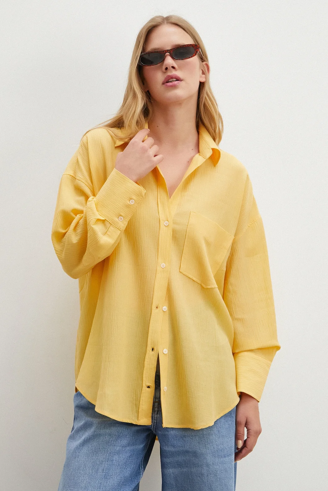 Kraşlı Sarı Gömlek Sarı