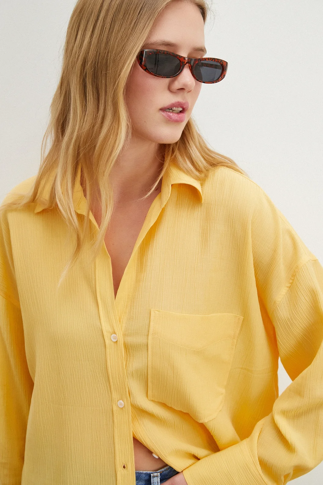 Kraşlı Sarı Gömlek Sarı