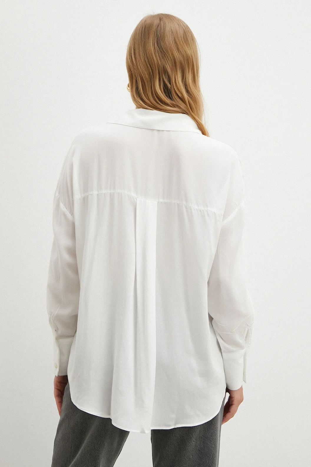 Viskon Dokuma Gömlek Beyaz