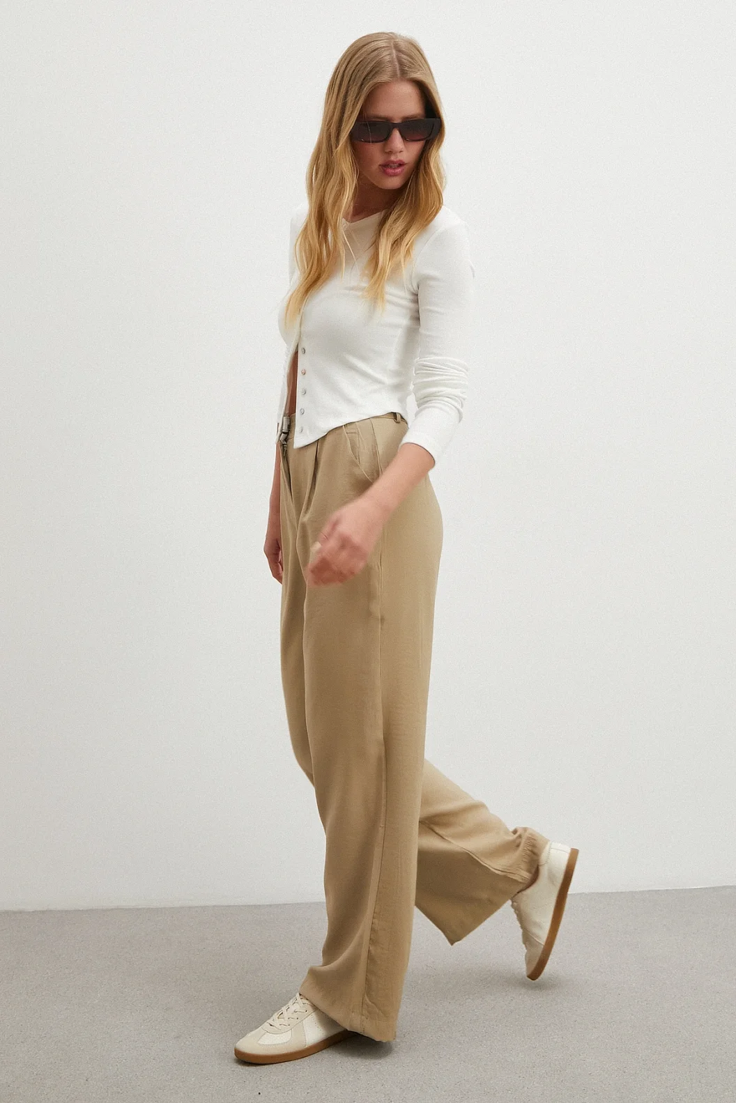 Modal Palazzo Pantolon Taş