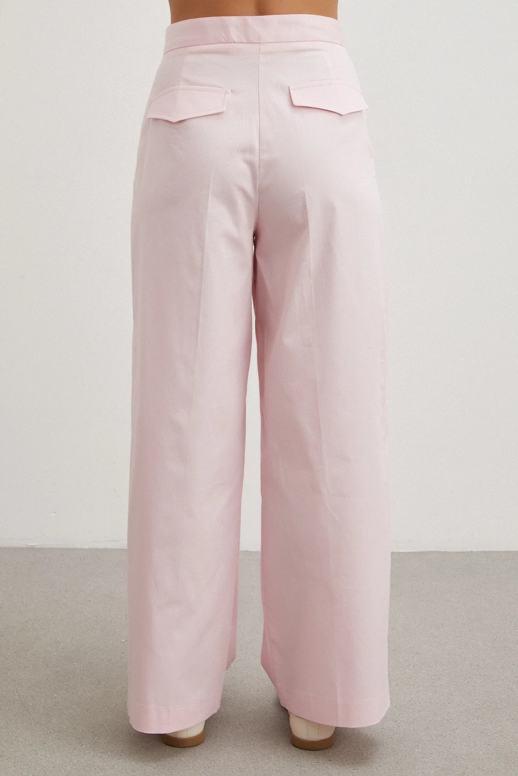 Geniş Paça Pensli Pantolon Pembe