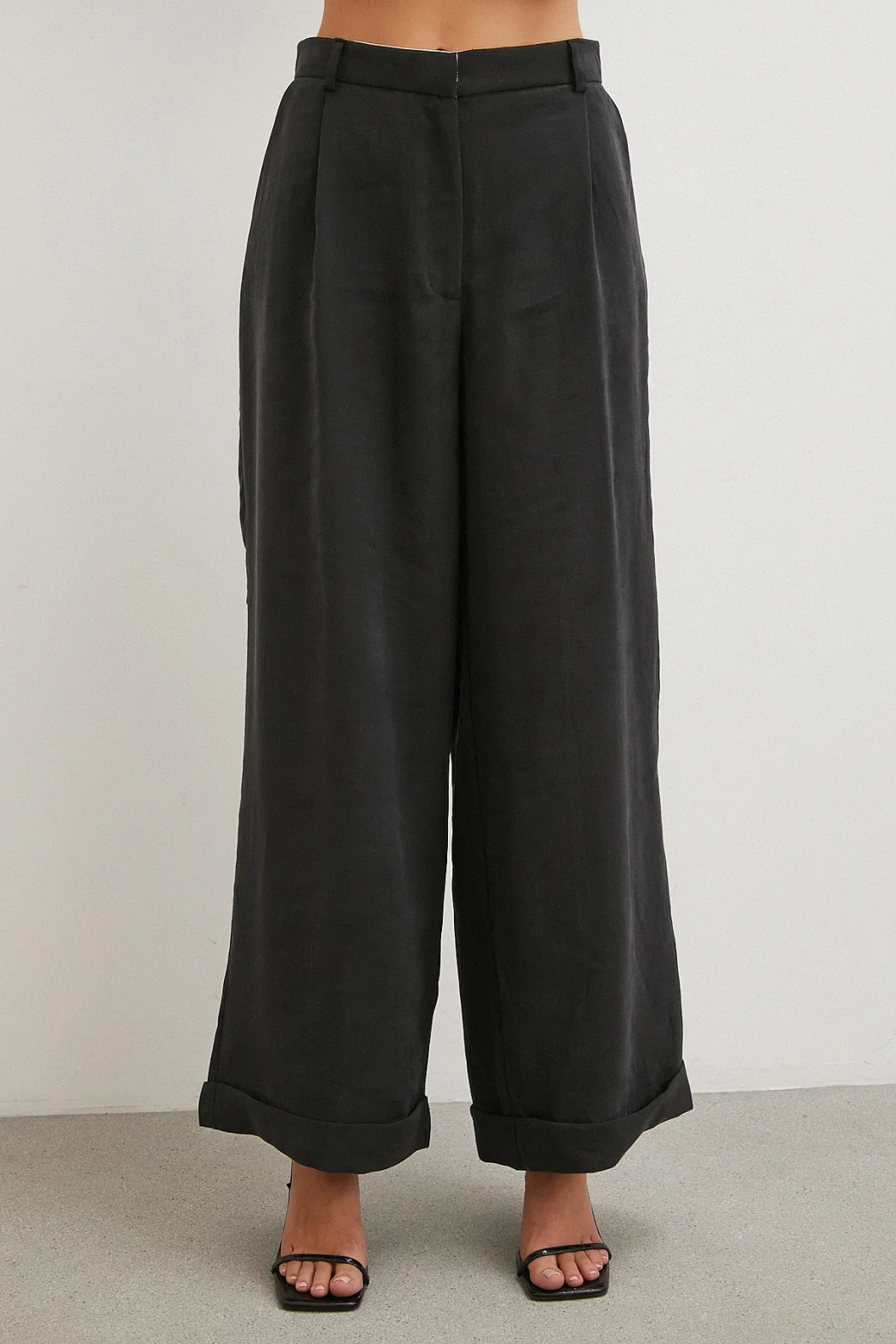 Duble Geniş Paça Pantolon Siyah