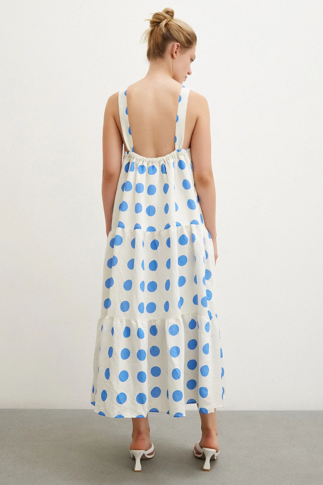 Sleeveless Polka Dot Dress in White