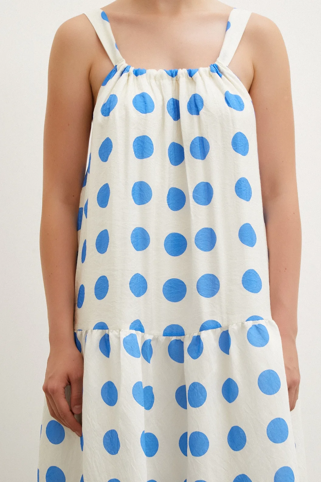 Sleeveless Polka Dot Dress in White