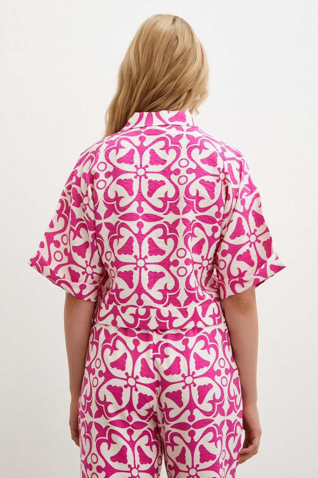 Elastischer Taillenbund-Rohrbein Hose Fuchsia