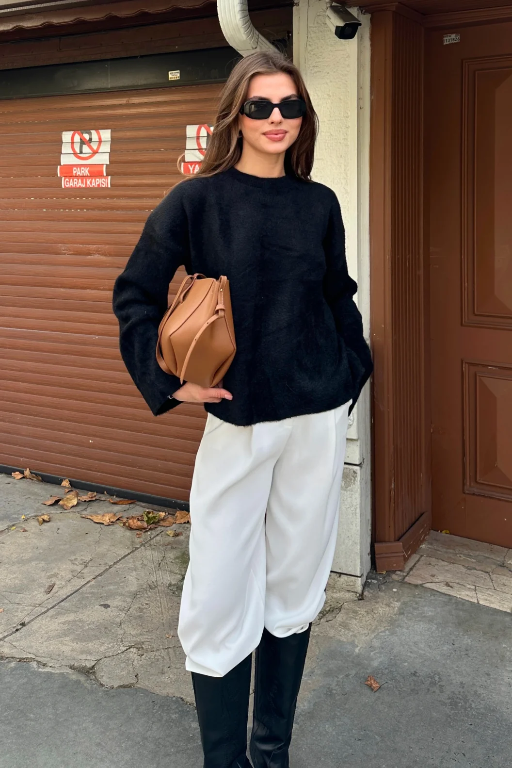 Bisiklet Yaka T Kol Kazak Siyah