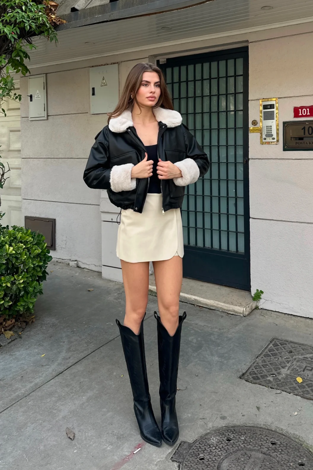 Körüklü Cep Deri Mont Siyah