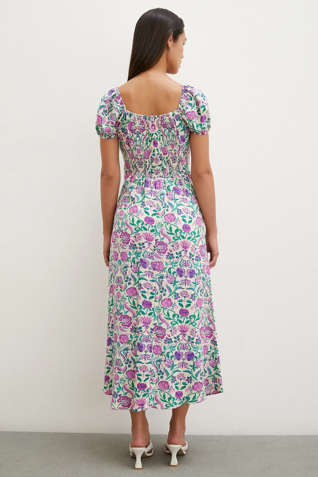 Front Lace-Up Madonna Viscose Dress Lilac