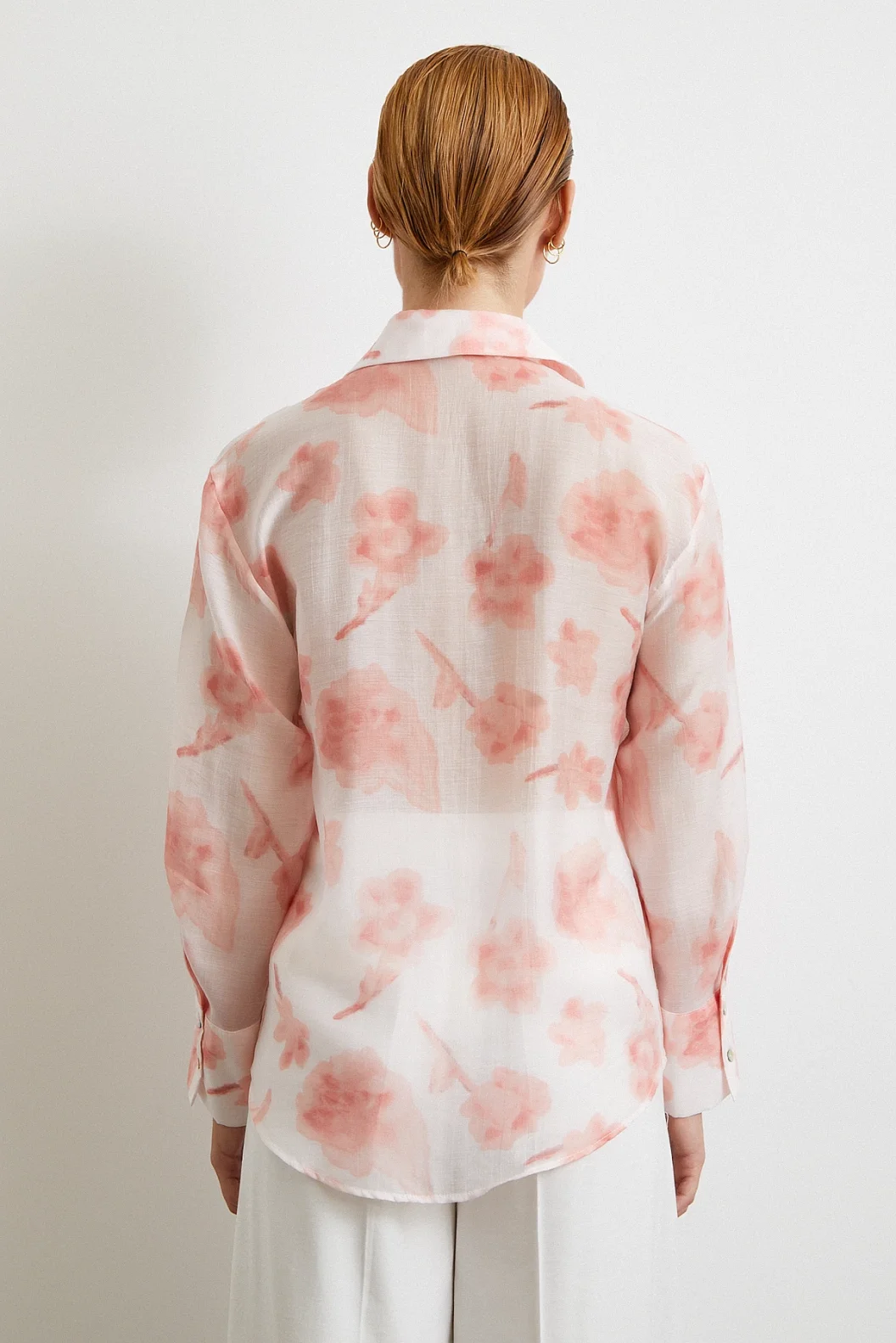 Organza Patterned Tulle Shirt Pink