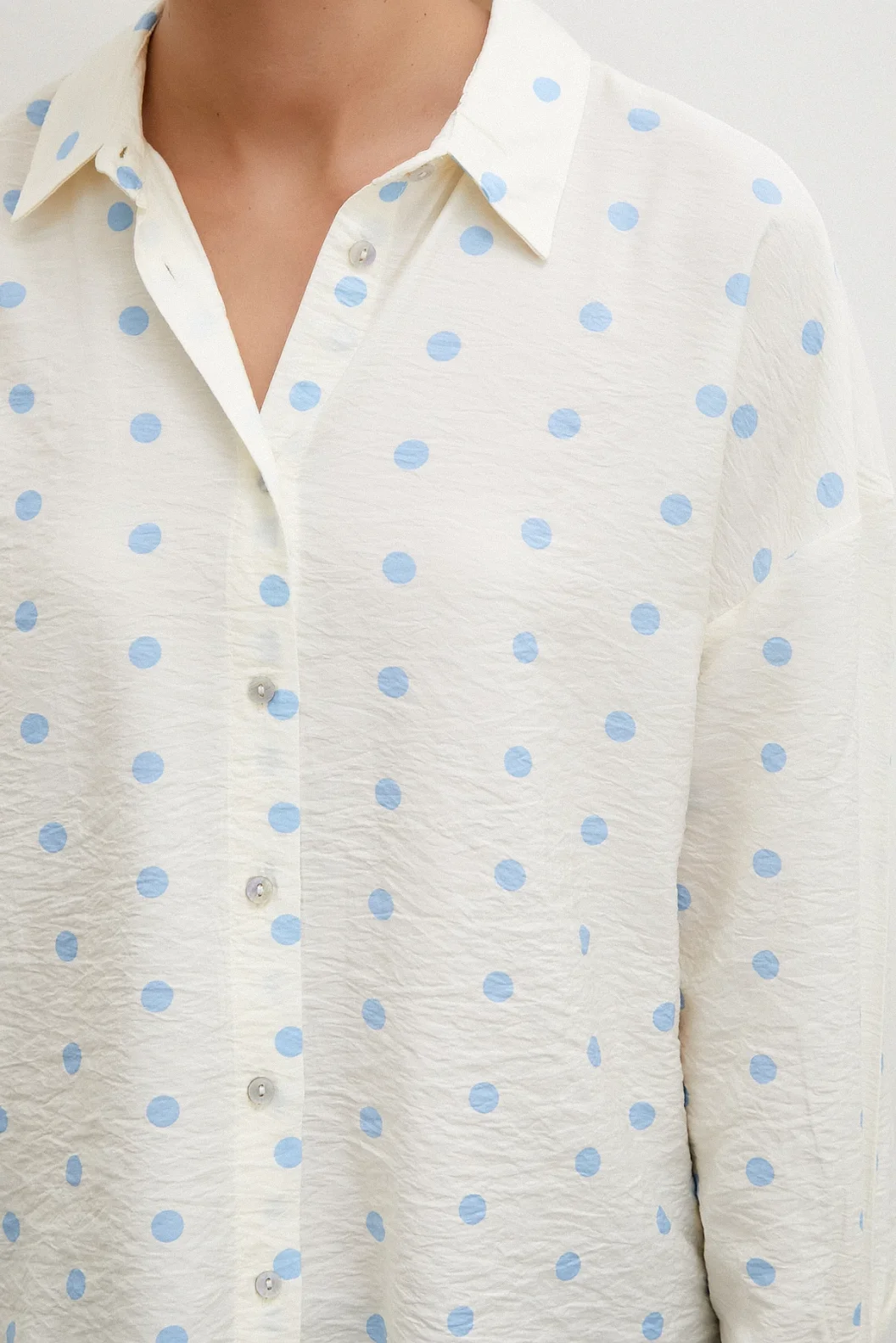 Polka Dot Oversized Shirt Blue