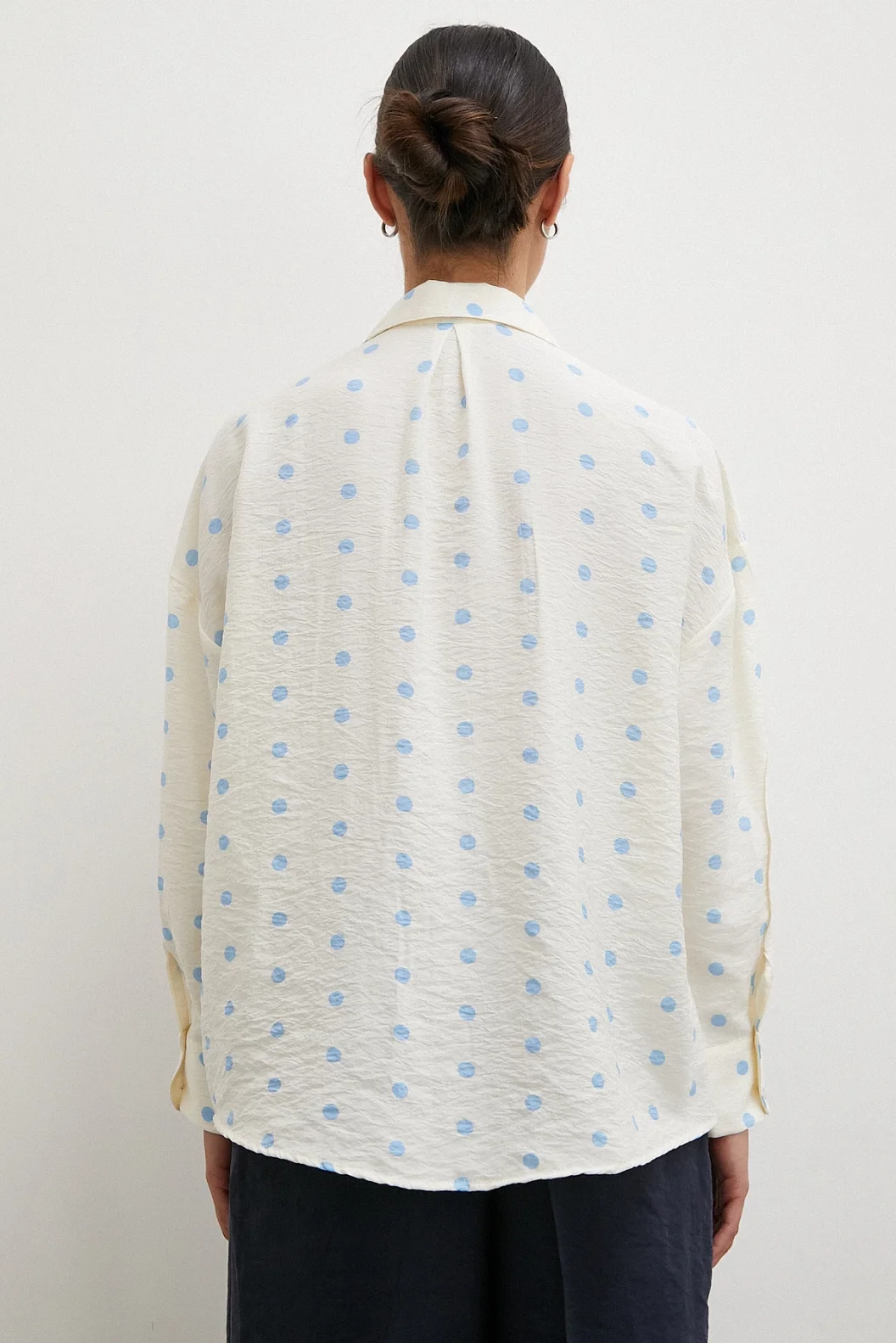 Polka Dot Oversized Shirt Blue
