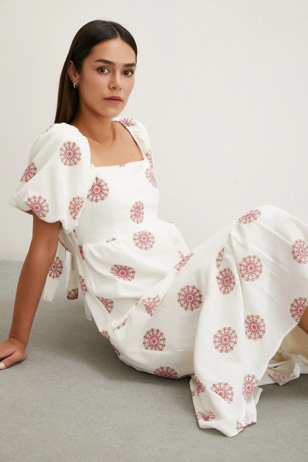 Back Bow Linen Dress Pink