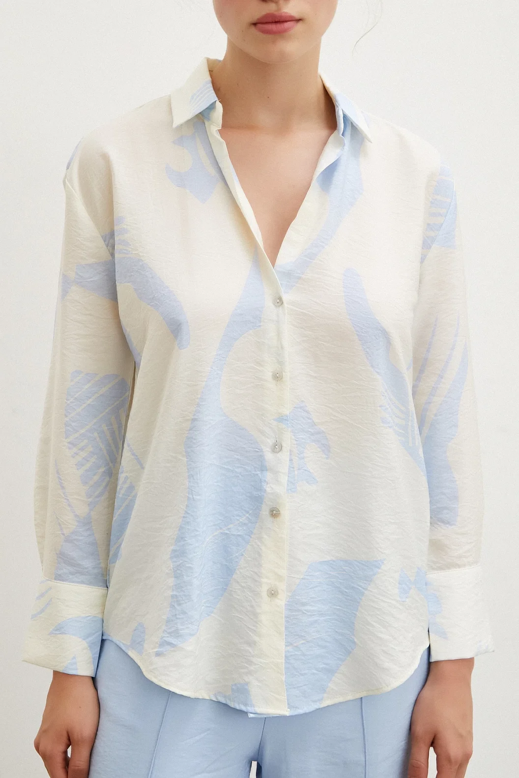 V Neck Modal Shirt Blue