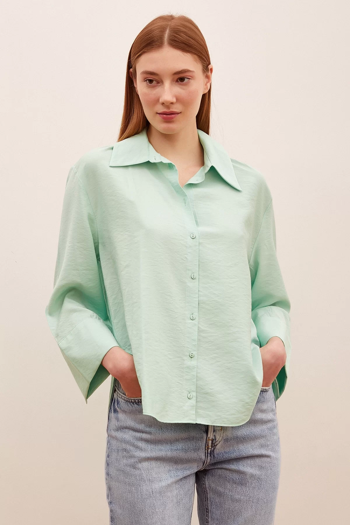 Sofia Saten Gömlek Yeşil