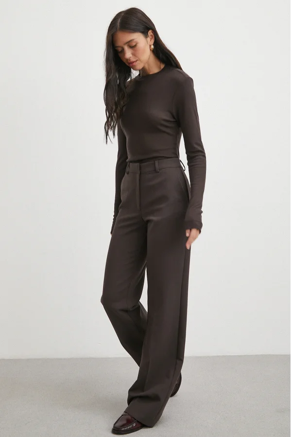 Yüksek Bel Klasik Pantolon Kahve