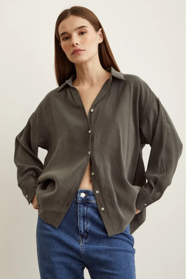 Basic Modal Hemd Khaki