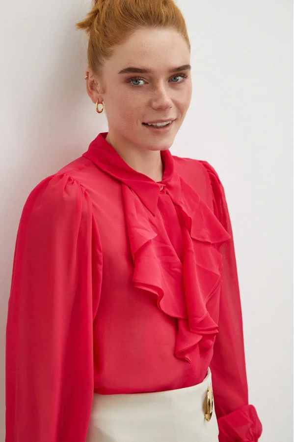 Ruffled Shirt Fuchsia