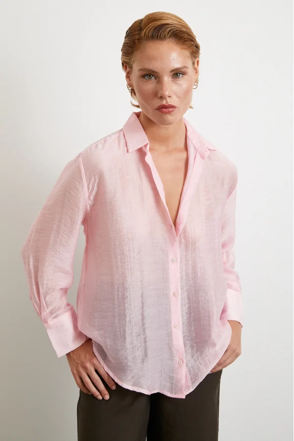 Modal Basic V Neck Shirt Pink