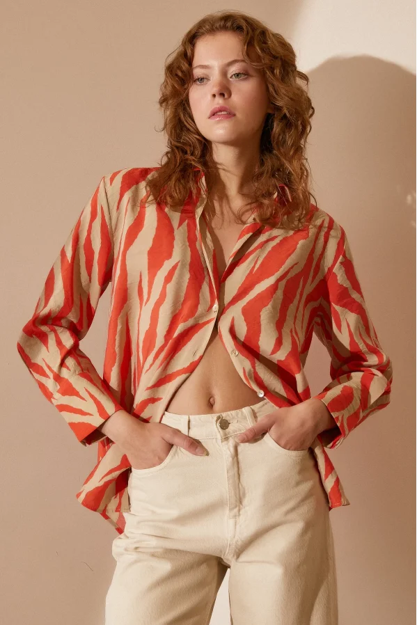 Zebra-Muster Modalbluse Zebra-Muster Orange