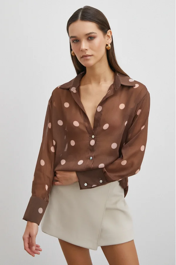 Desenli Yoryo Gömlek Kahve