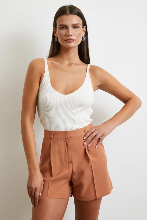 Pinstriped Pocket Shorts Terracotta